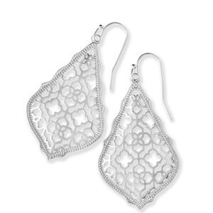 Vintage Kendra Scott Addie Earrings in Rhodium Filigree, Rhodium Plated